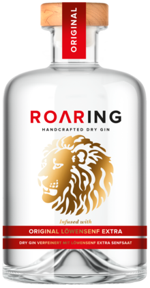 Löwensenf Roaring Gin 500ml in der edlen Glasflasche mit Holzkorken